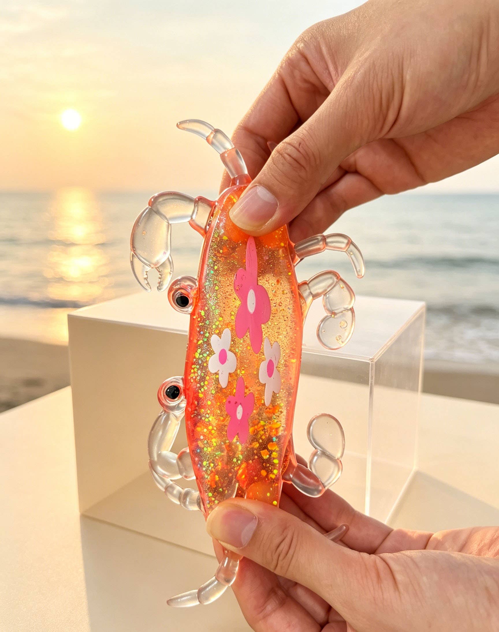 GLITTER FLOWER MALTOSE CRAB SQUISHY - SENT IN RANDOM COLORS