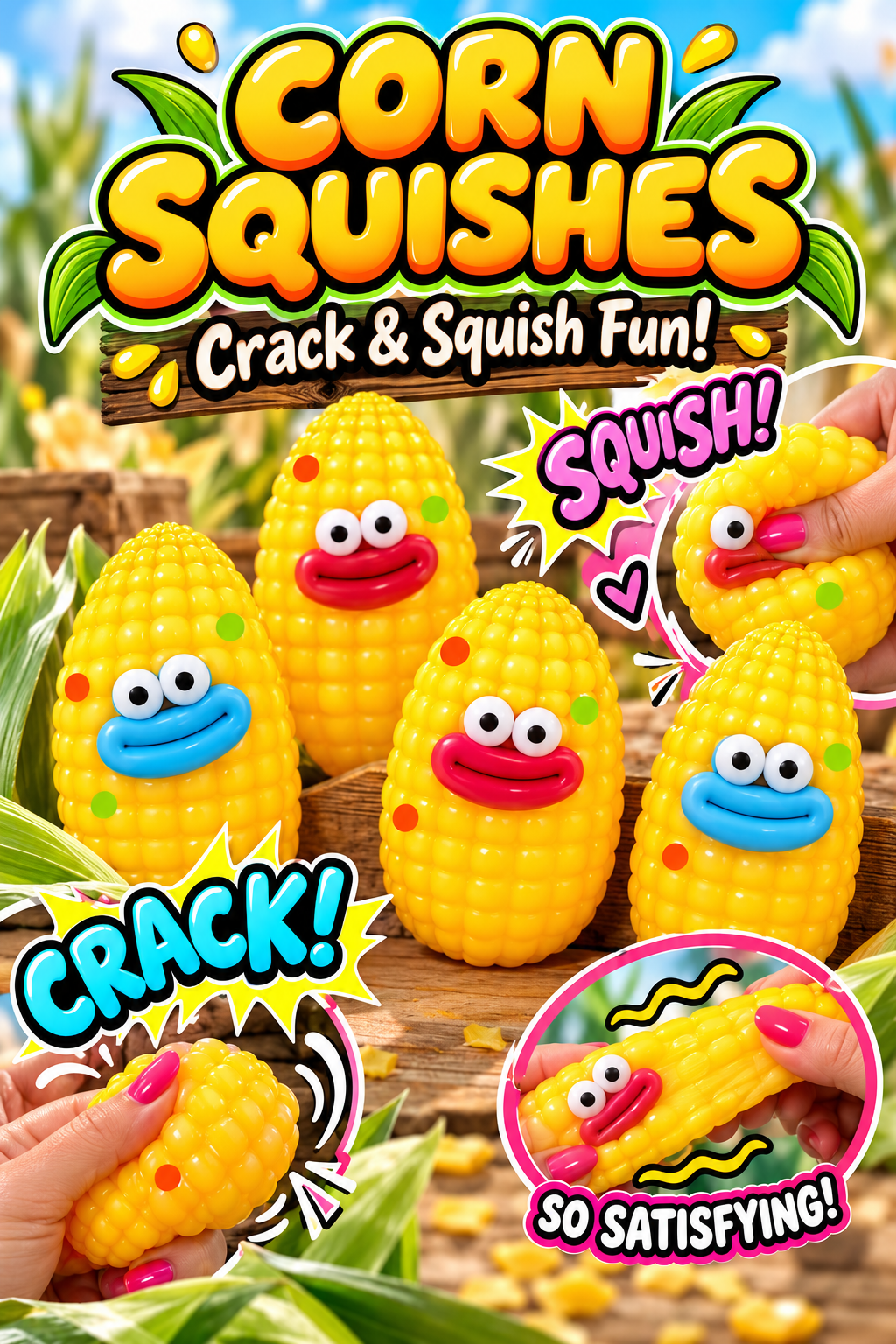 CORN CRACK & SQUISH SENSORY TOY | CUTE CORN FIDGET TOY