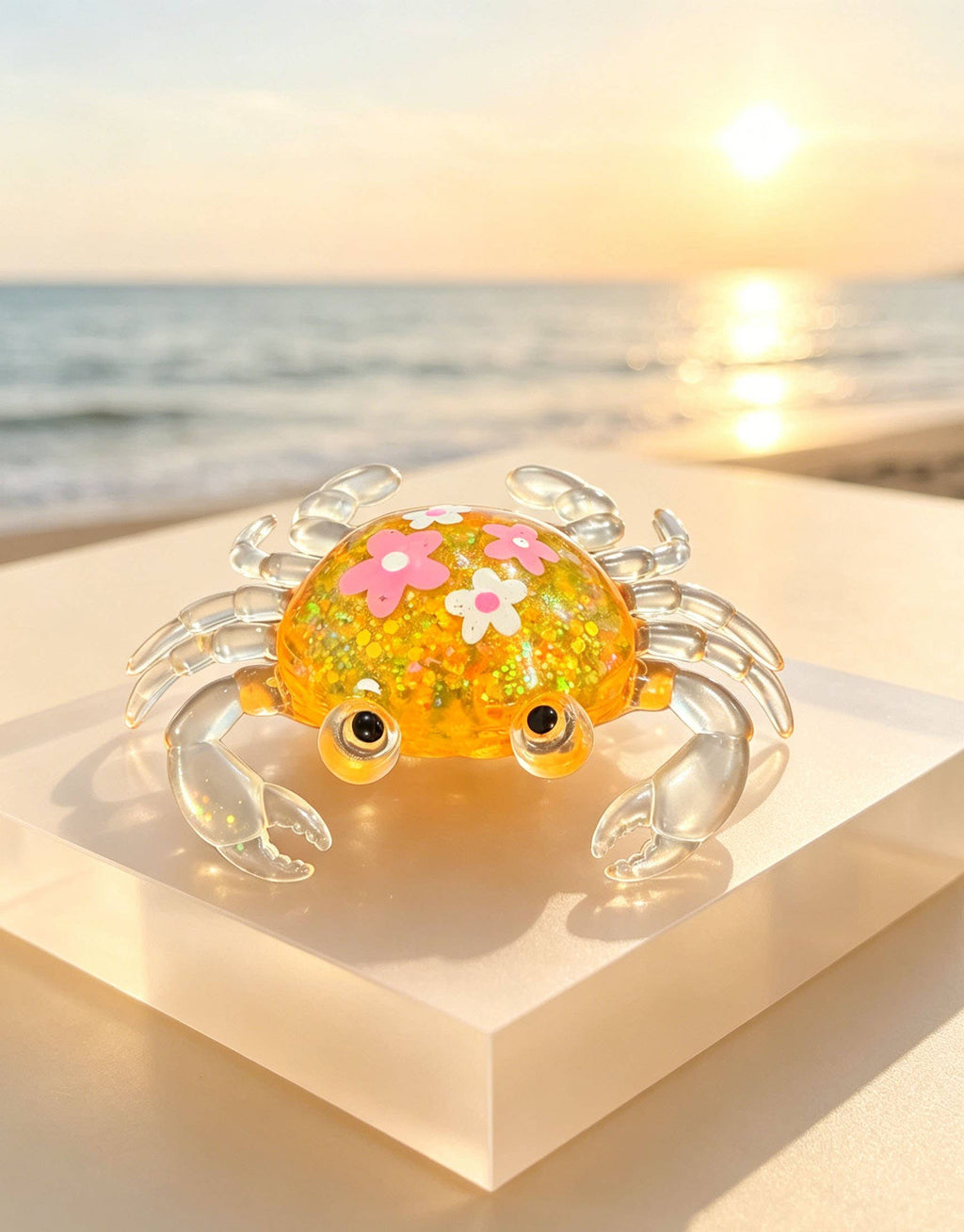 GLITTER FLOWER MALTOSE CRAB SQUISHY - SENT IN RANDOM COLORS