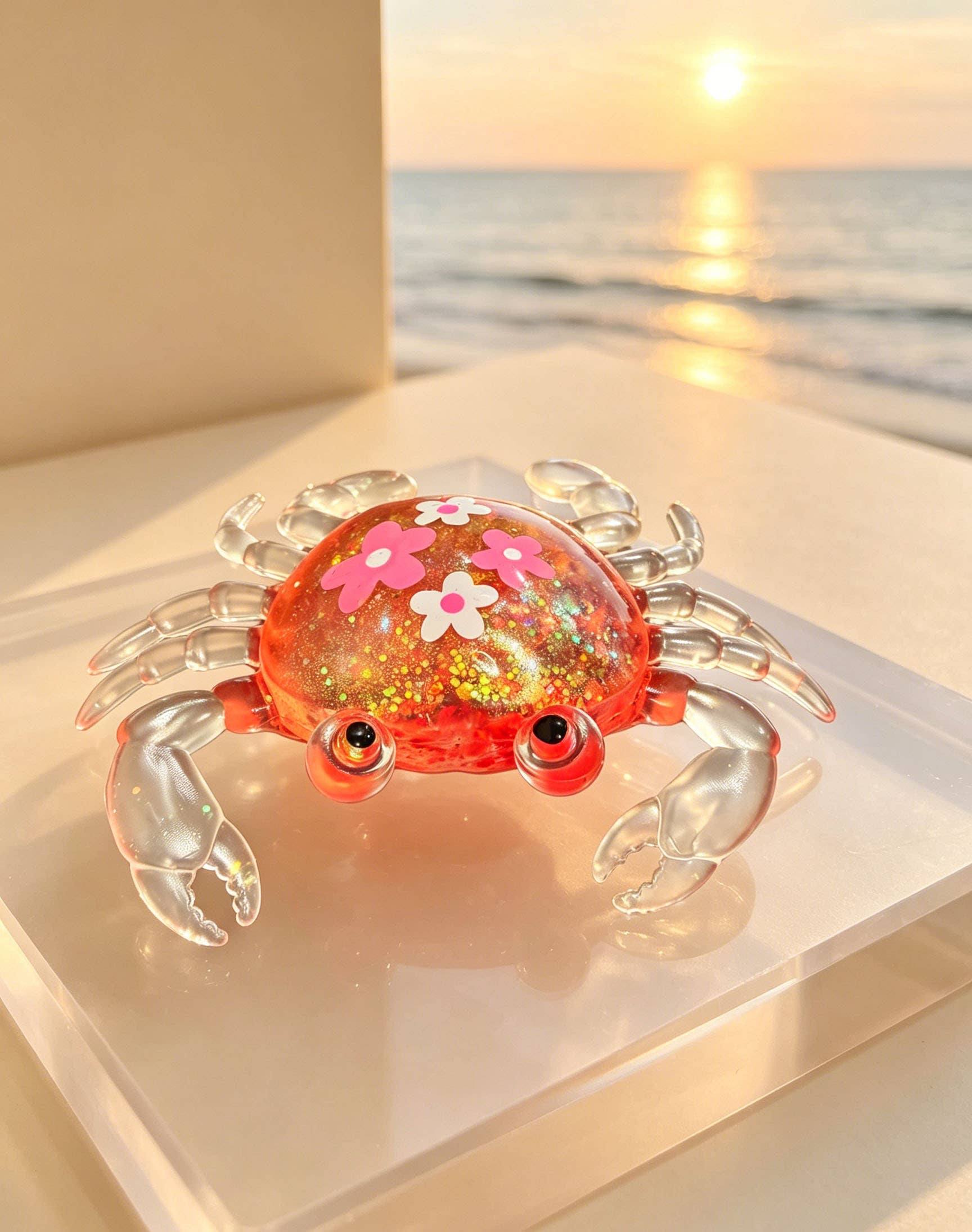 GLITTER FLOWER MALTOSE CRAB SQUISHY - SENT IN RANDOM COLORS