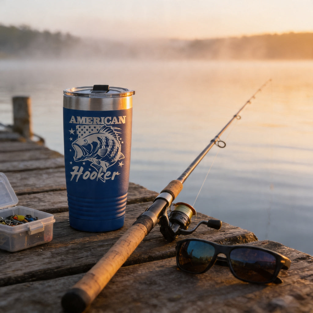 Funny Fishing Tumbler | Insulated Stainless Steel Coffee Mug With Spill Resistant Lid