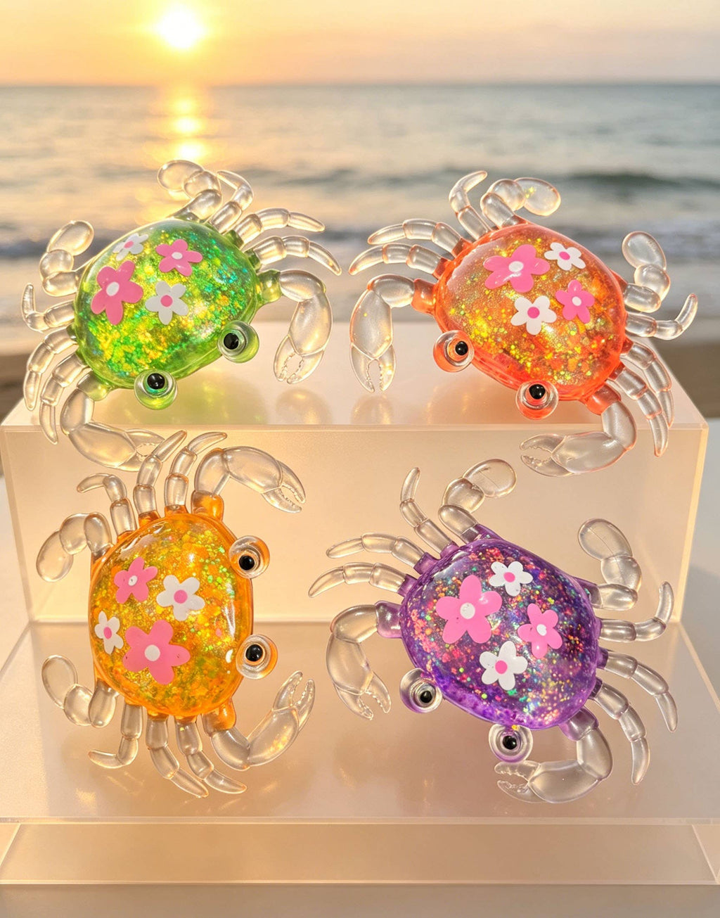 GLITTER FLOWER MALTOSE CRAB SQUISHY - SENT IN RANDOM COLORS