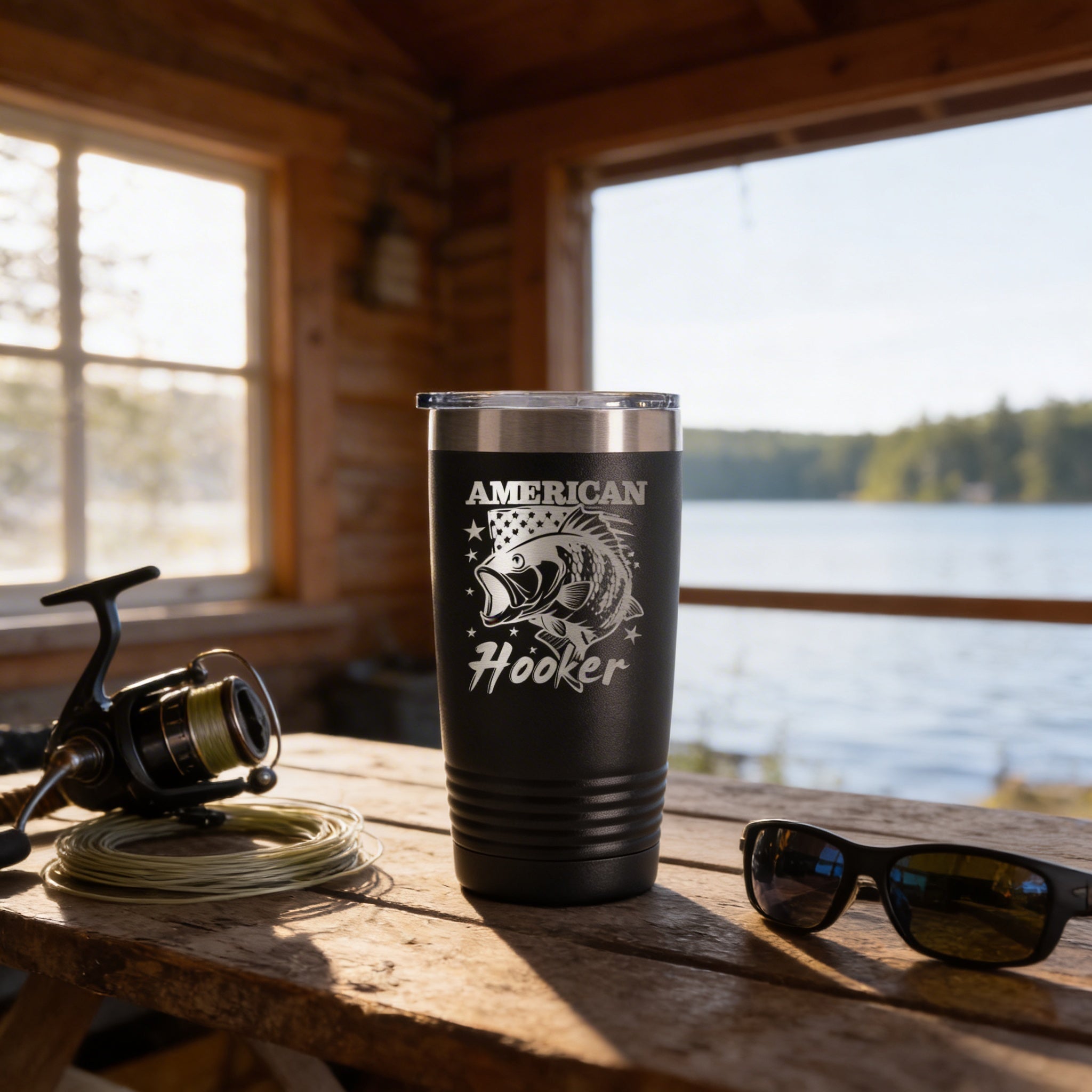Funny Fishing Tumbler | Insulated Stainless Steel Coffee Mug With Spill Resistant Lid