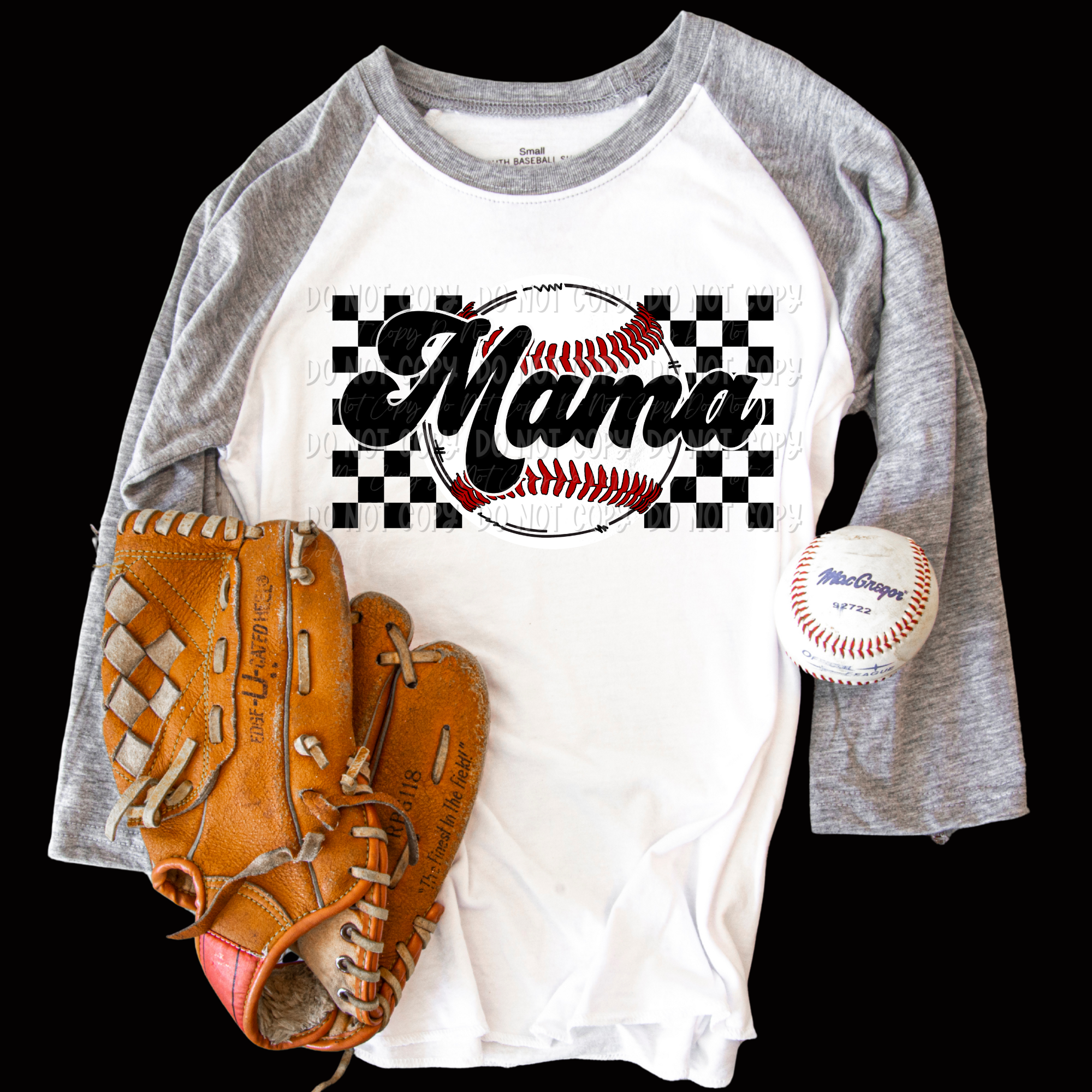 Mama Checkered Baseball || Tee