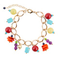 Zion Colorful Stone Charm Golden Bracelet