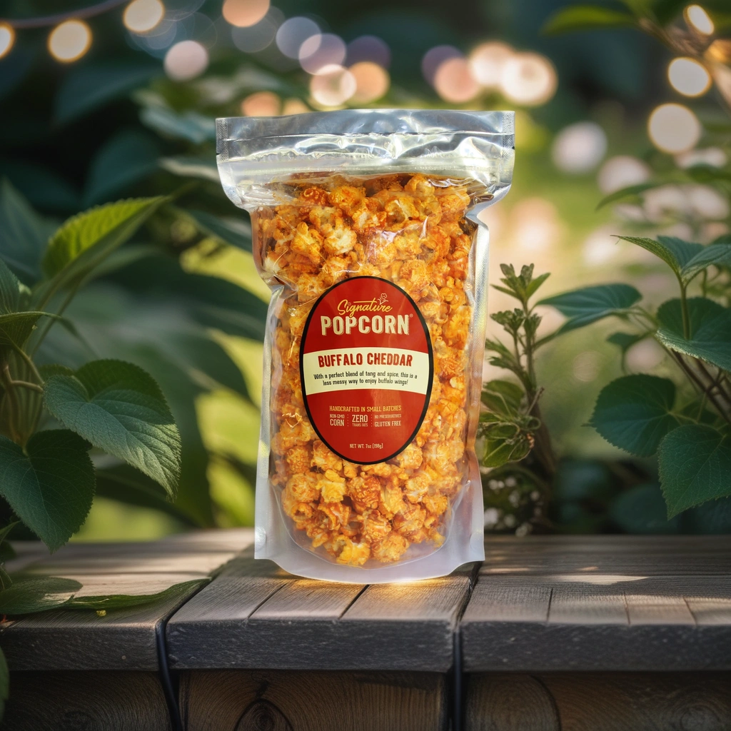 Large Gourmet Buffalo Cheddar Popcorn Bag