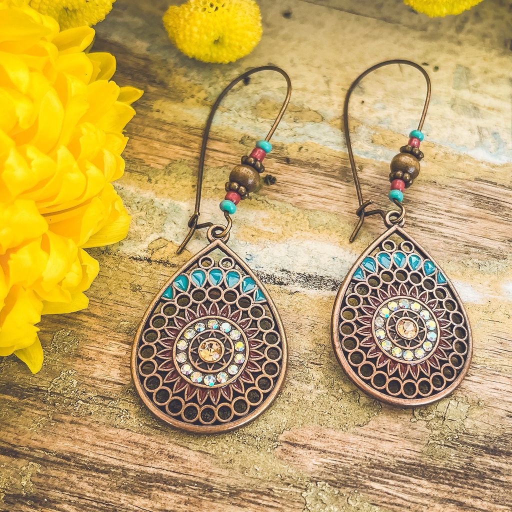 Copper Boho Drop Earrings