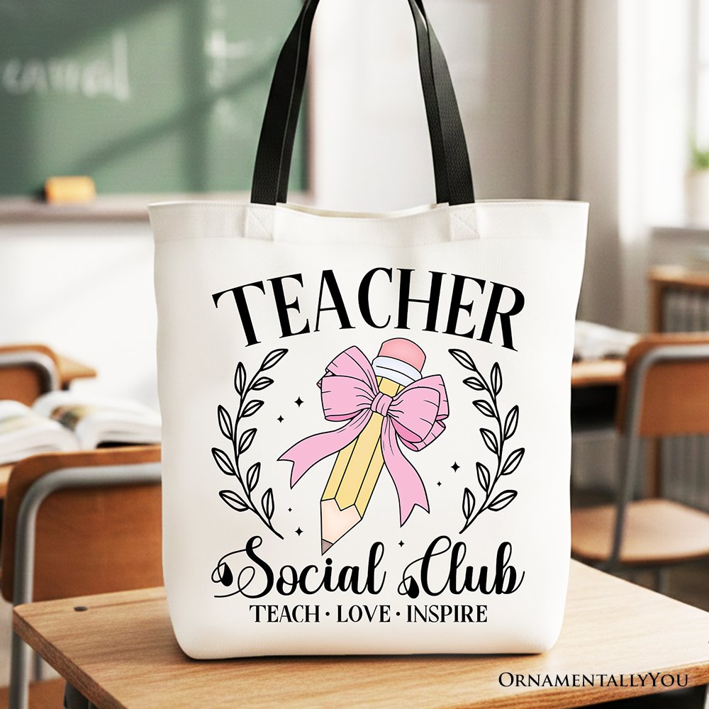 Teacher Social Club Tote Bag, Gift Shopper for Stylish Educators
