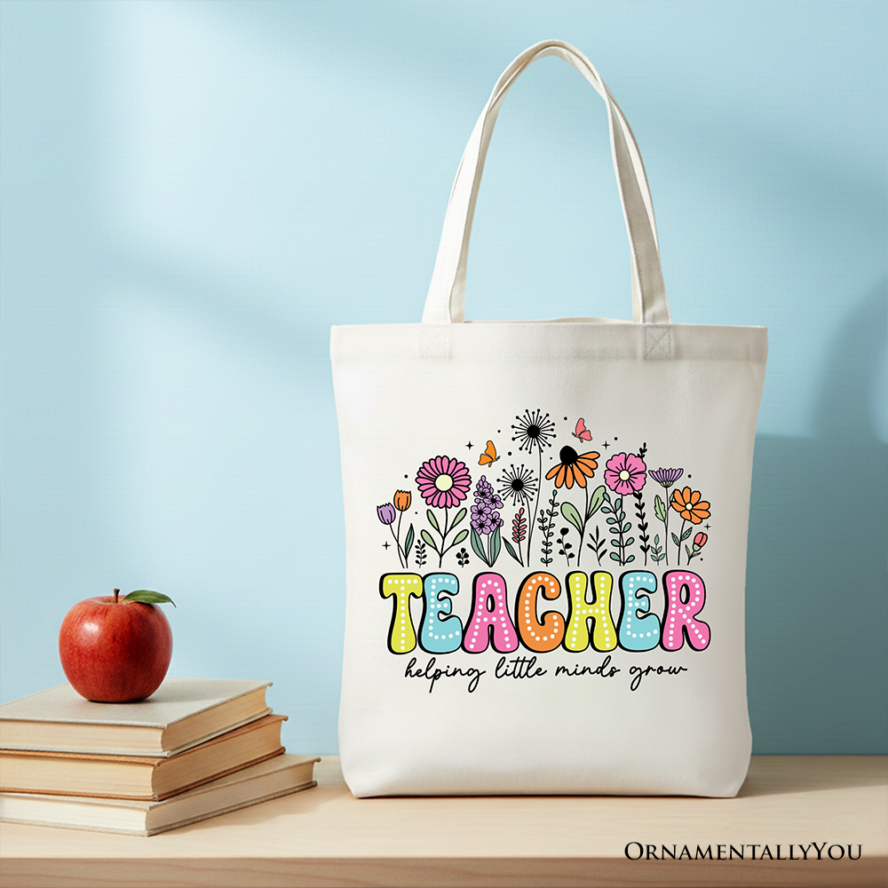 Helping Little Minds Grow Teacher Tote Bag, Floral Appreciation Gift Shopper