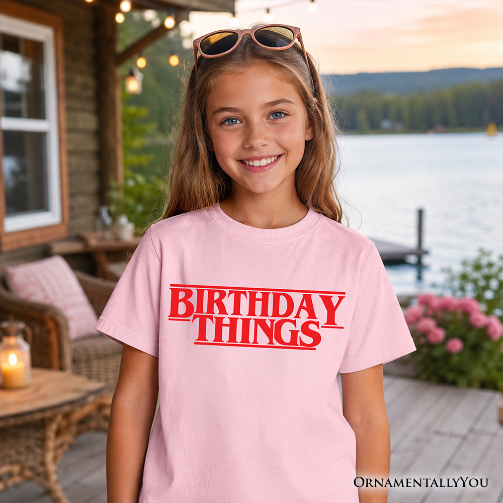 Kids Birthday Things Retro T-Shirt, Horror Bday Youth Tee