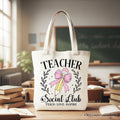 Teacher Social Club Tote Bag, Gift Shopper for Stylish Educators