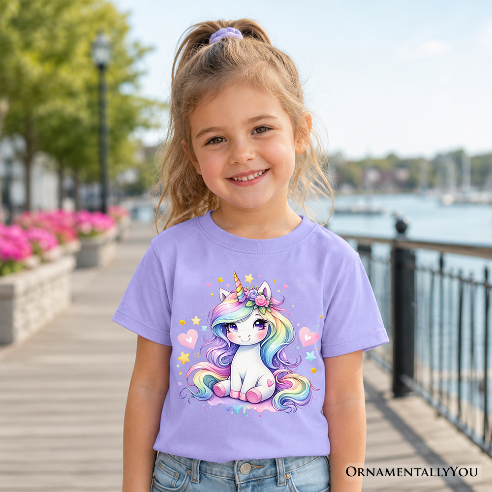 Rainbow Unicorn Kids T-Shirt, Cute Animal Tee for Youth Girls