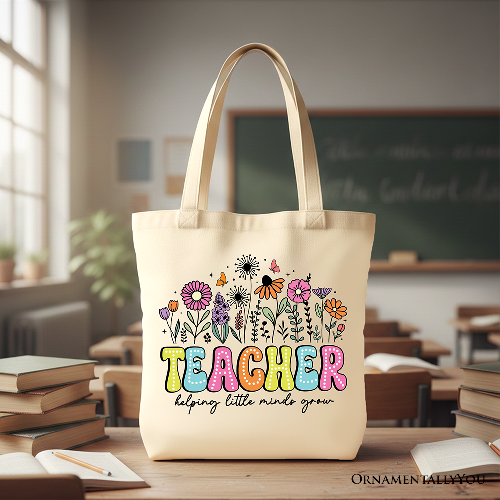 Helping Little Minds Grow Teacher Tote Bag, Floral Appreciation Gift Shopper