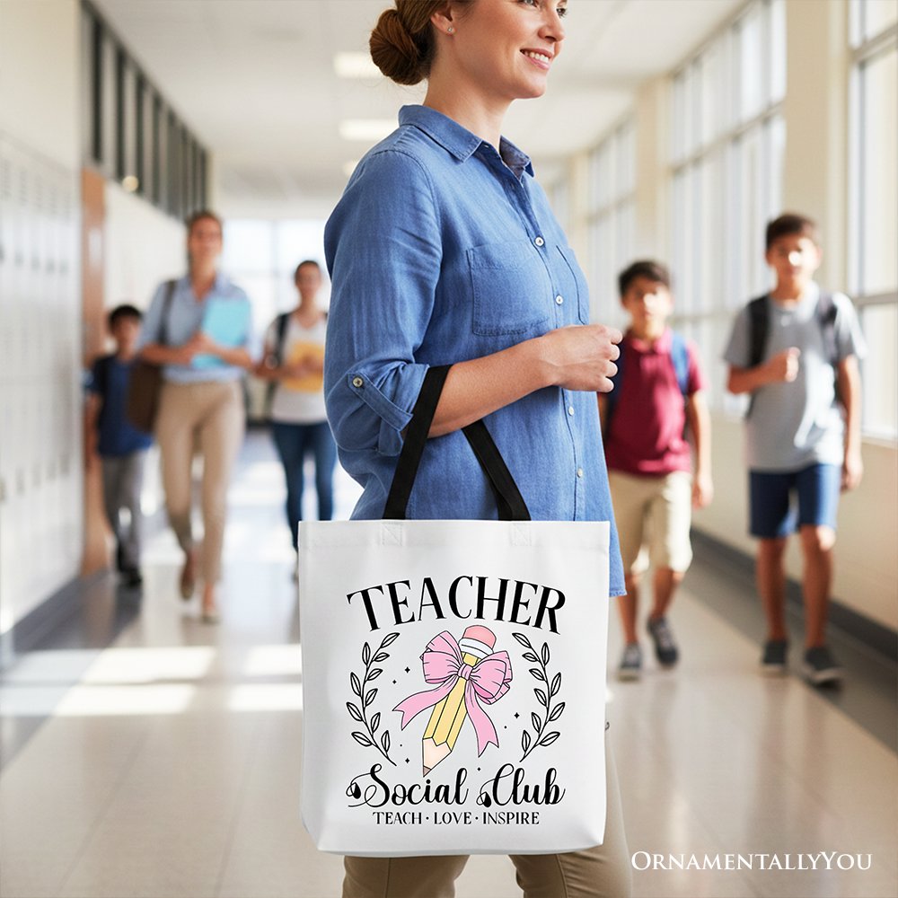 Teacher Social Club Tote Bag, Gift Shopper for Stylish Educators