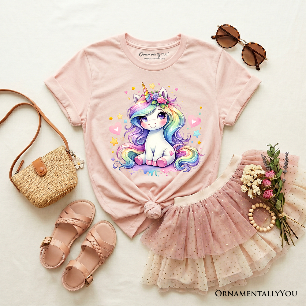 Rainbow Unicorn Kids T-Shirt, Cute Animal Tee for Youth Girls