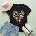 Kids Leopard Heart Valentine T-Shirt, Watercolor Love Tee for Youth