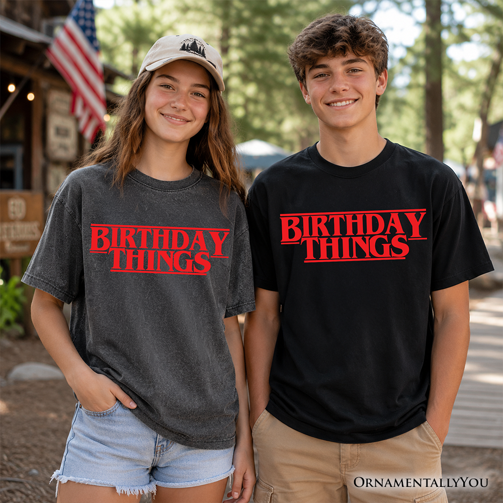 Kids Birthday Things Retro T-Shirt, Horror Bday Youth Tee