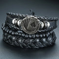 Vnox Mix 4Pcs/ Set Braided Wrap Leather Bracelets for Men Women