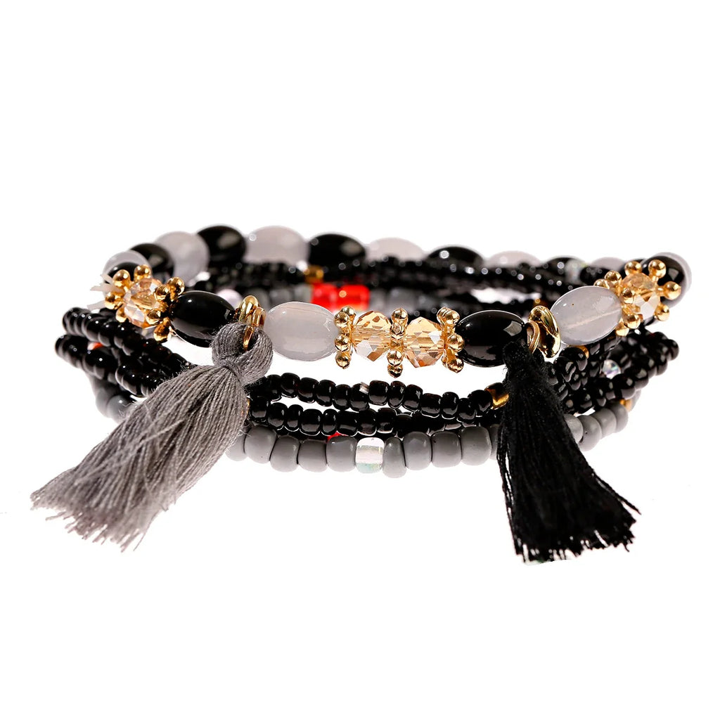 3pcs Boho Bohemian Pink Butterfly Pendant Charm Beads Bracelets Set For Women Stone Wristband Bracelet Bangles Pulseras Feminina