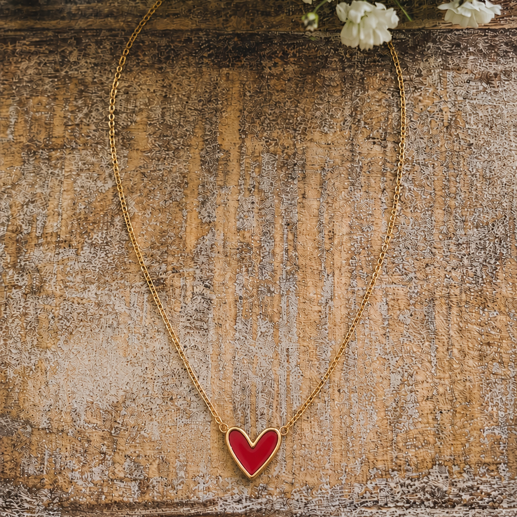 Beautiful Red and Gold Heart Necklace