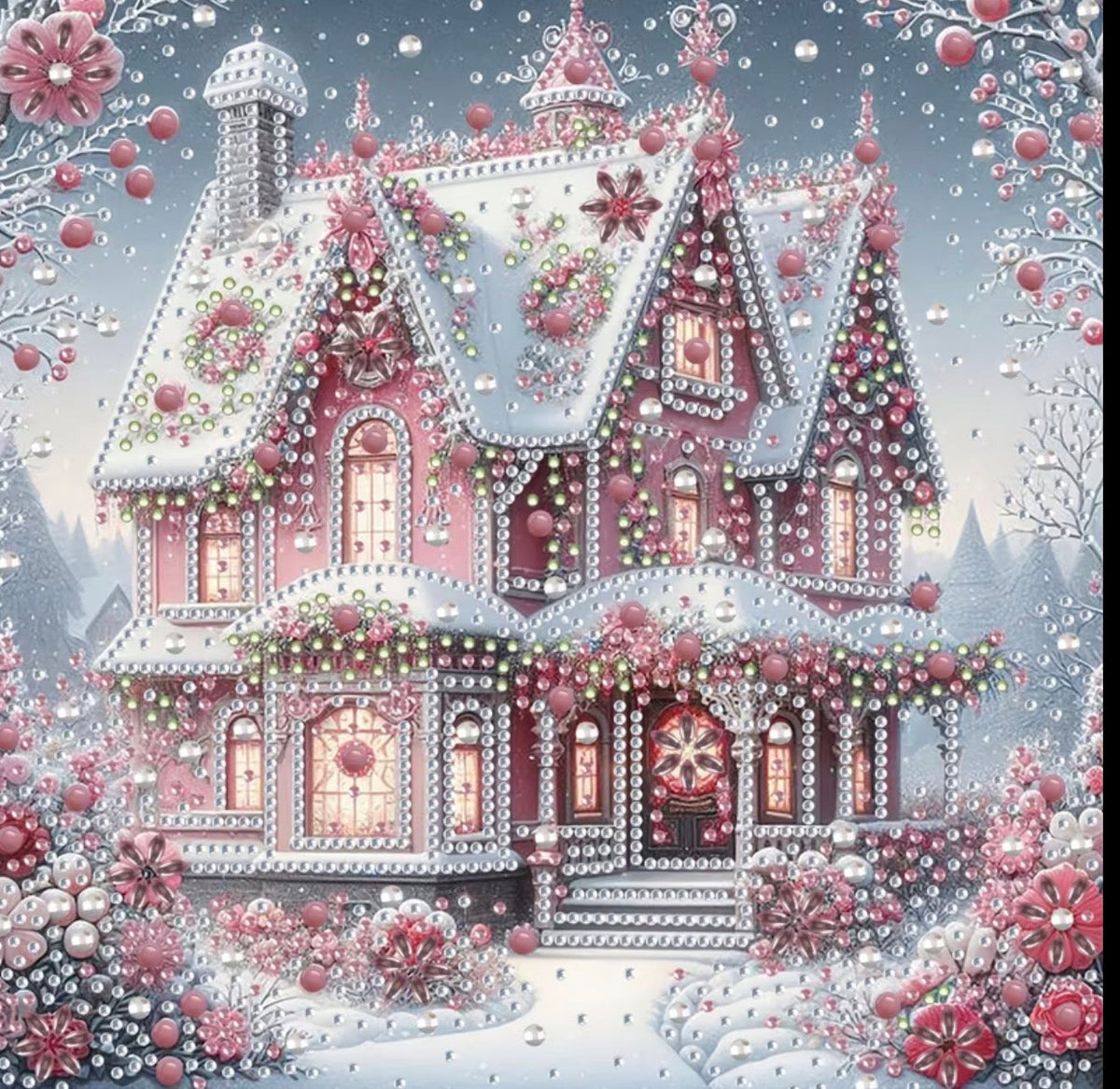 WINTER HOLIDAY HOME IN SNOW | PEARL DIAMOND ART PROJECT