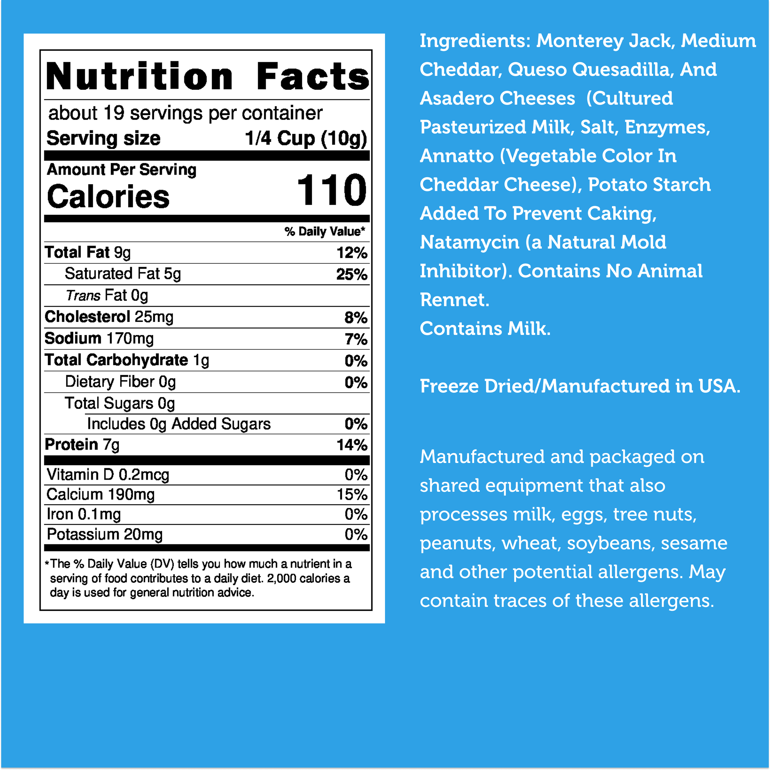 Freeze Dried Snack - Real Cheese (Mexican Blend)