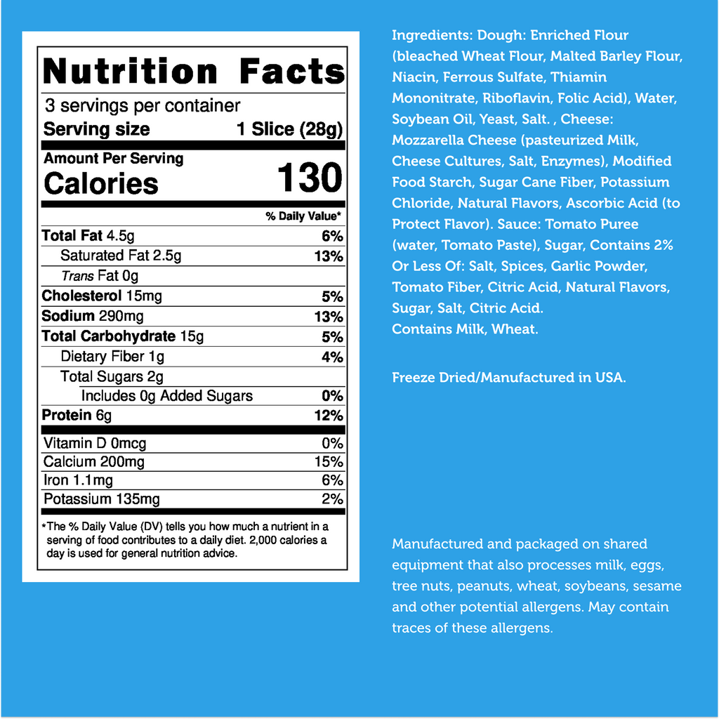 Freeze Dried Thin Crust Cheese Pizza Snack