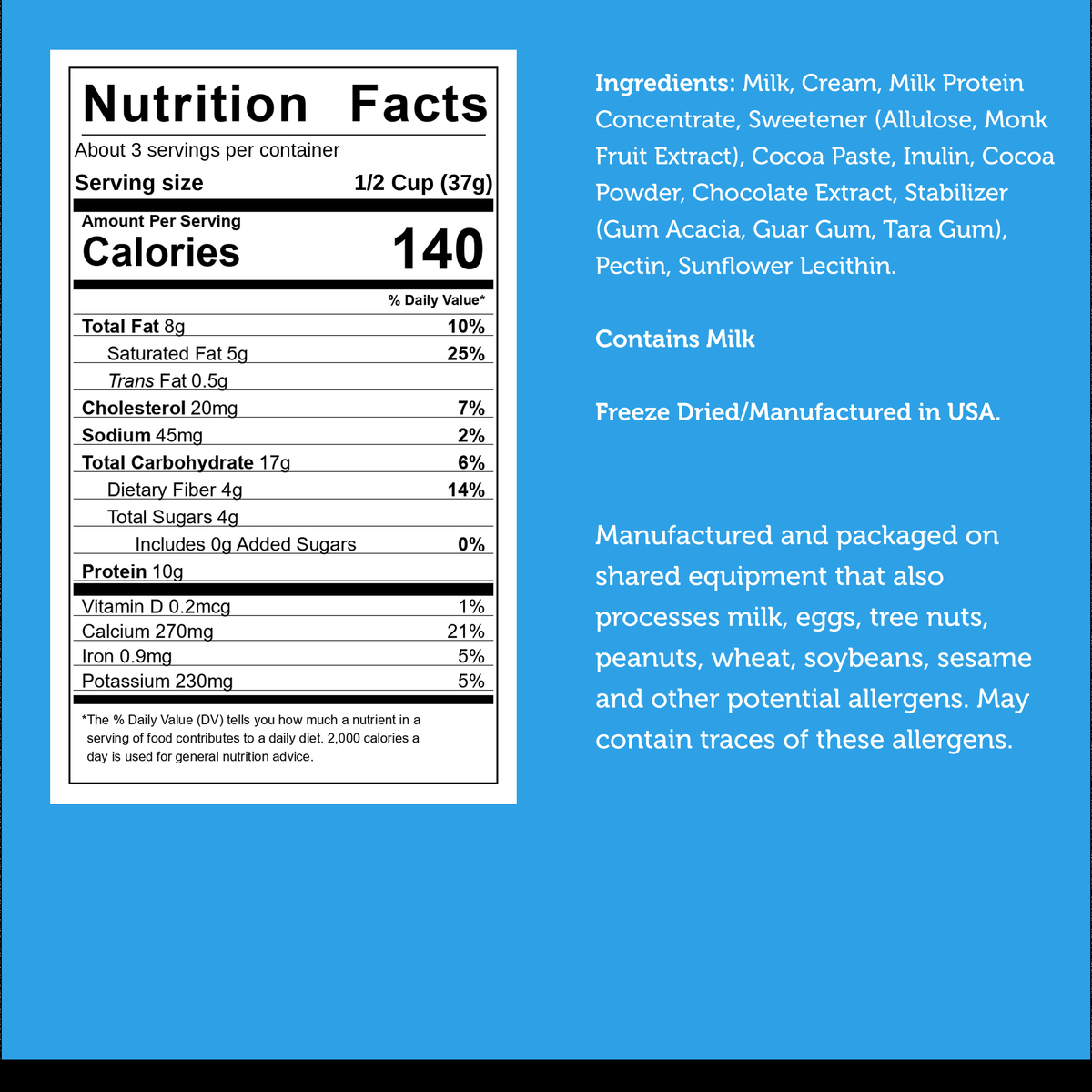 Freeze‑Dried Protein Ice Cream (Zero Added Sugar) — Chocolate