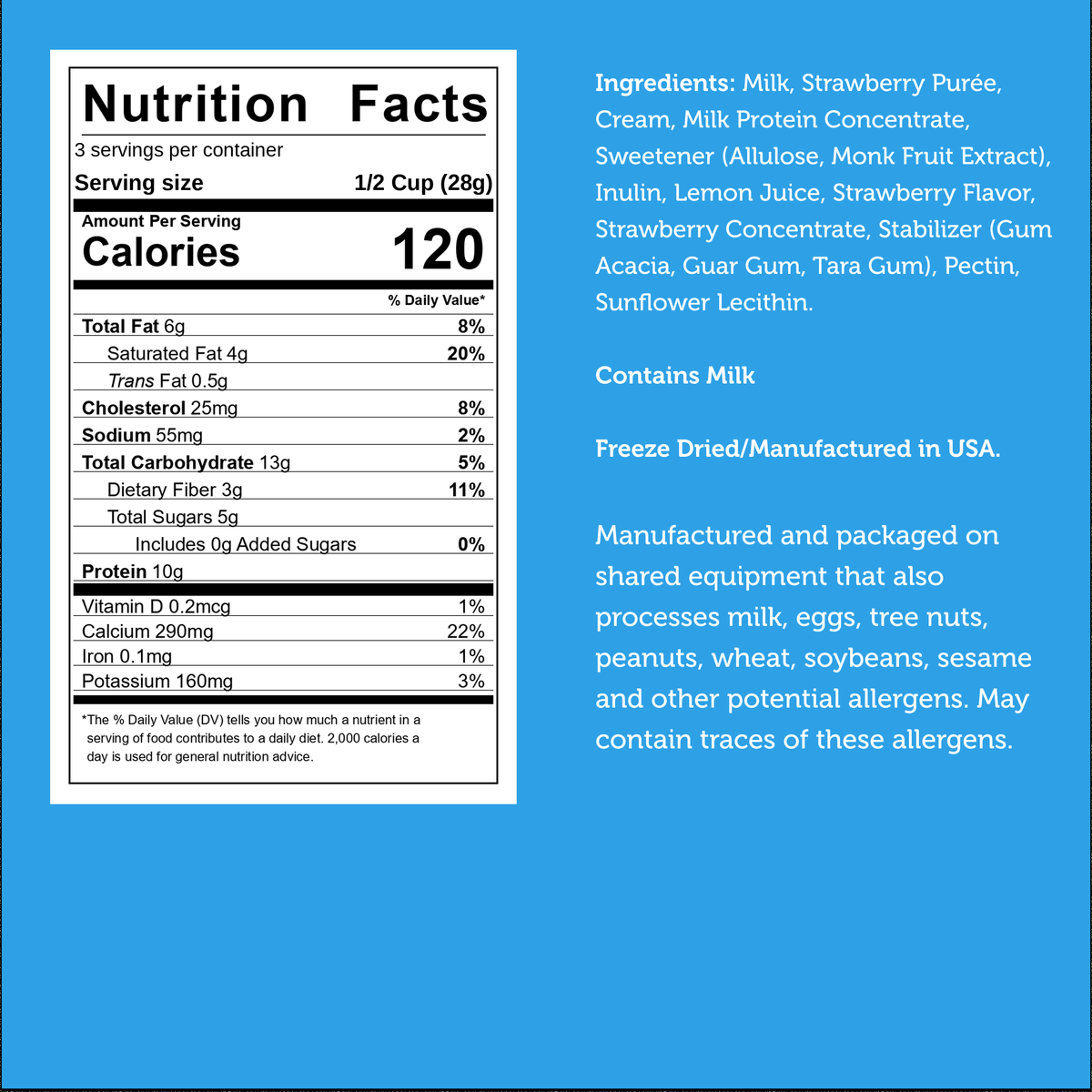 Freeze‑Dried Protein Ice Cream (Zero Added Sugar) — Strawberry