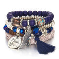 Bohemian Beads Charm Bracelets & Bangles for Women Fashion Love Feather Tassel Bracelet Multilayer Bracelet Femme 2024New