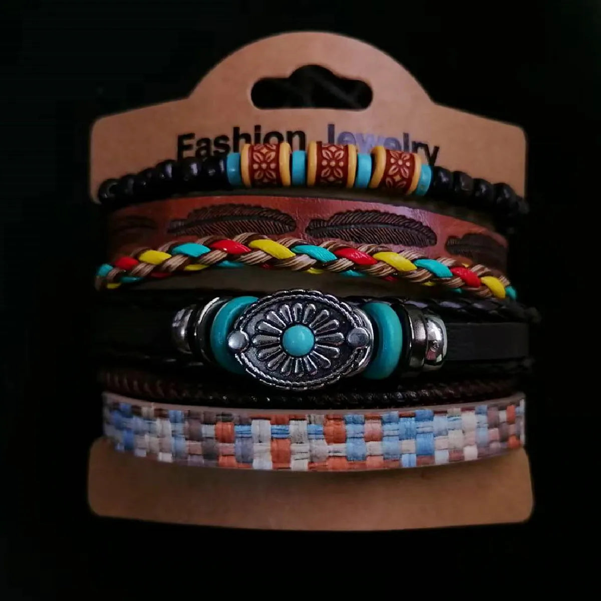 Vintage Feather Casual 6 Pc/set Tree Handmade Men Bracelets Male Women Leather Bracelets Men Bangle Wholesale Jewelry Gift