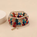 4Pcs Bohemian Women Pink Tassel Bracelet Set For Female I Love You Feather Round Charm Beads Chain Bangle Fashion Party Jewelry