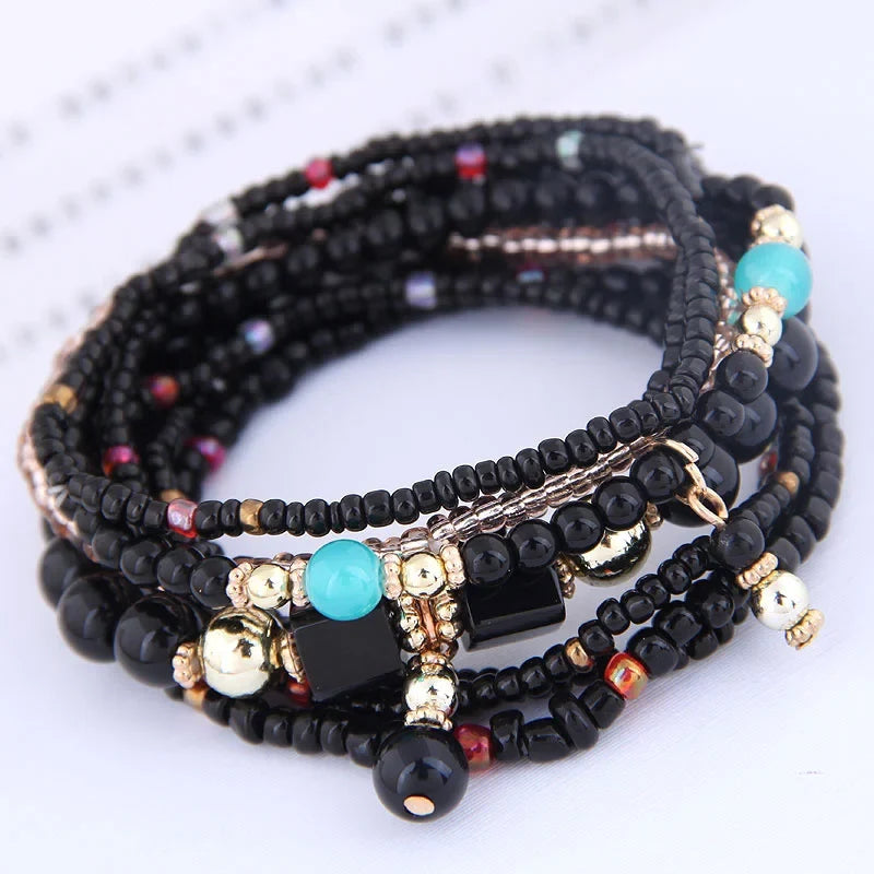 Bohemian Beads Charm Bracelets & Bangles for Women Fashion Love Feather Tassel Bracelet Multilayer Bracelet Femme 2024New