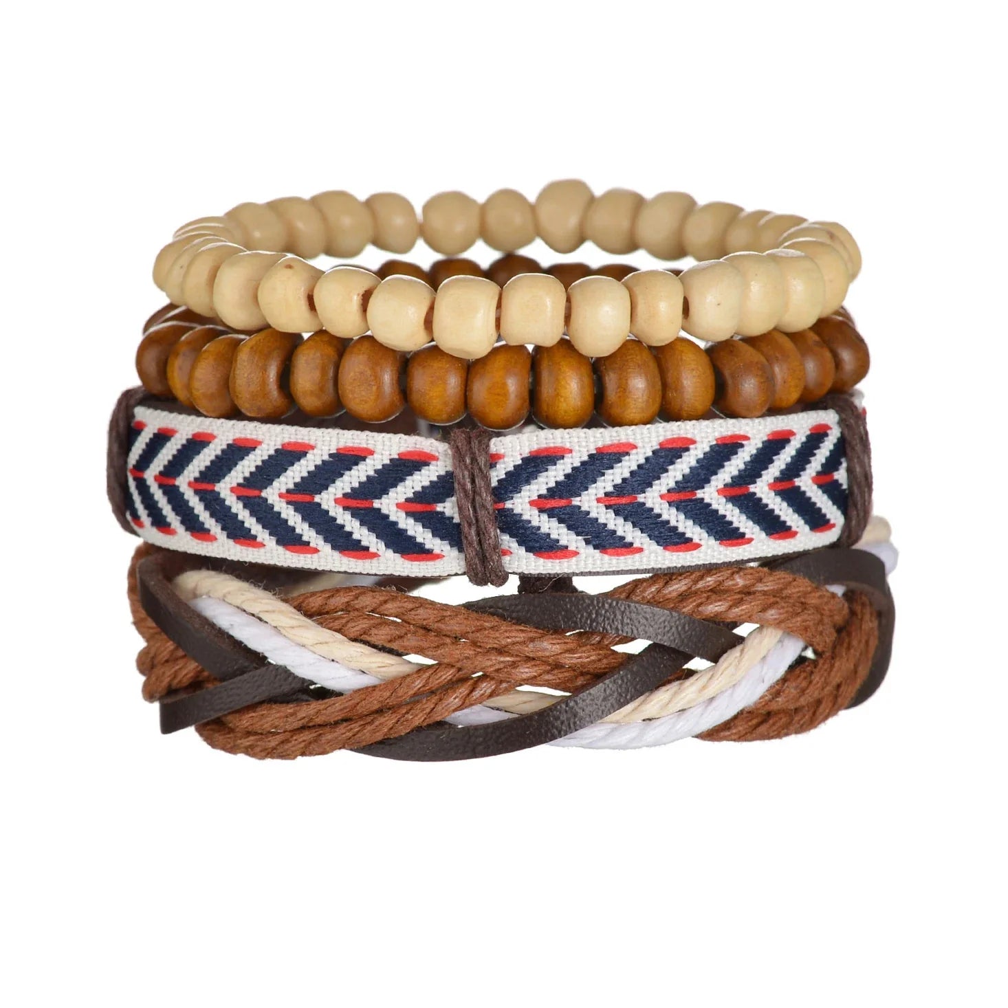 New Trendy Retro 4pcs/Set Bracelets & Bangles Men's Multilayer Black Leather Jewelry Charm Pulseiras Boyfriend Wristband
