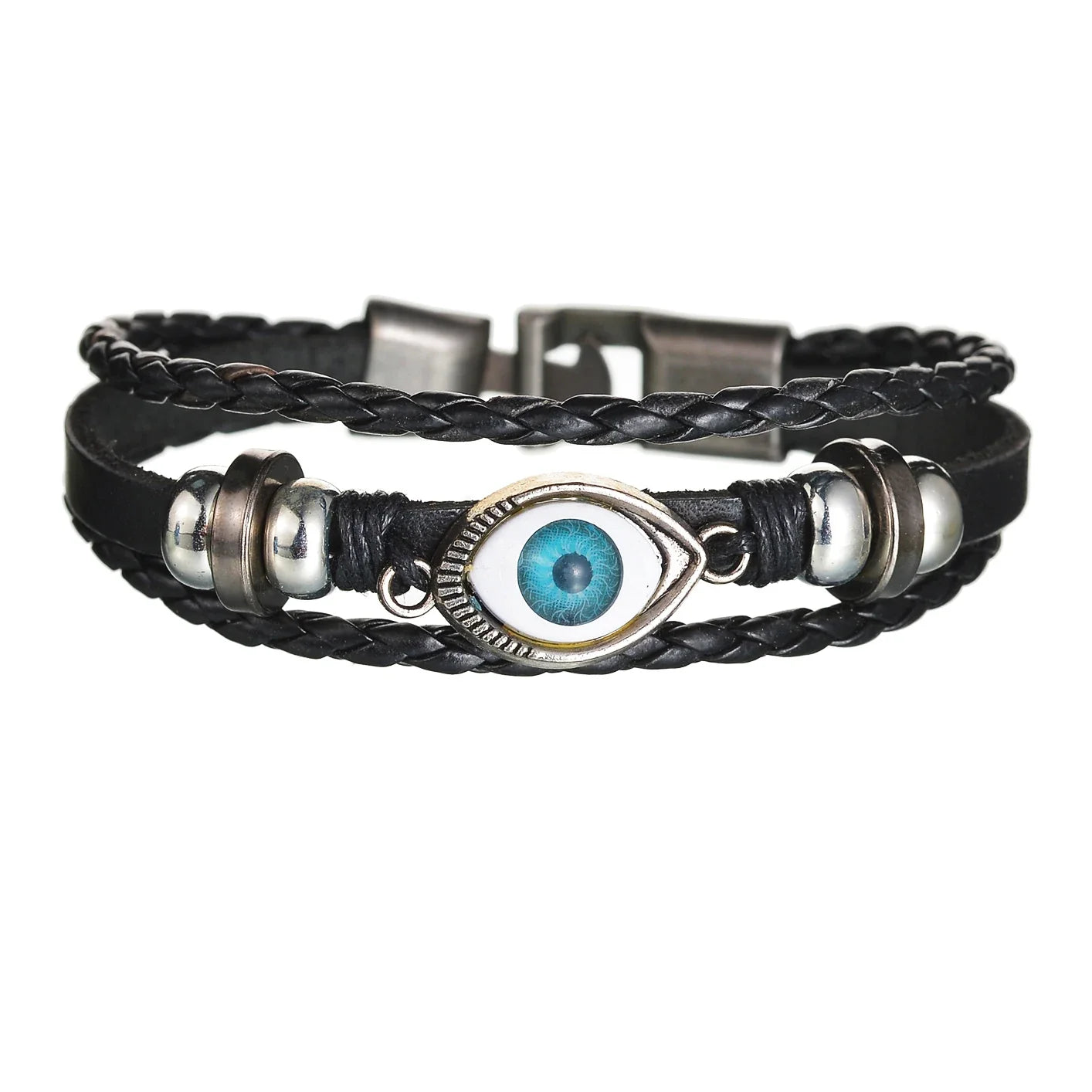 New Trendy Retro 4pcs/Set Bracelets & Bangles Men's Multilayer Black Leather Jewelry Charm Pulseiras Boyfriend Wristband