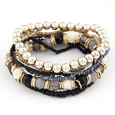 Bohemian Beads Charm Bracelets & Bangles for Women Fashion Love Feather Tassel Bracelet Multilayer Bracelet Femme 2024New