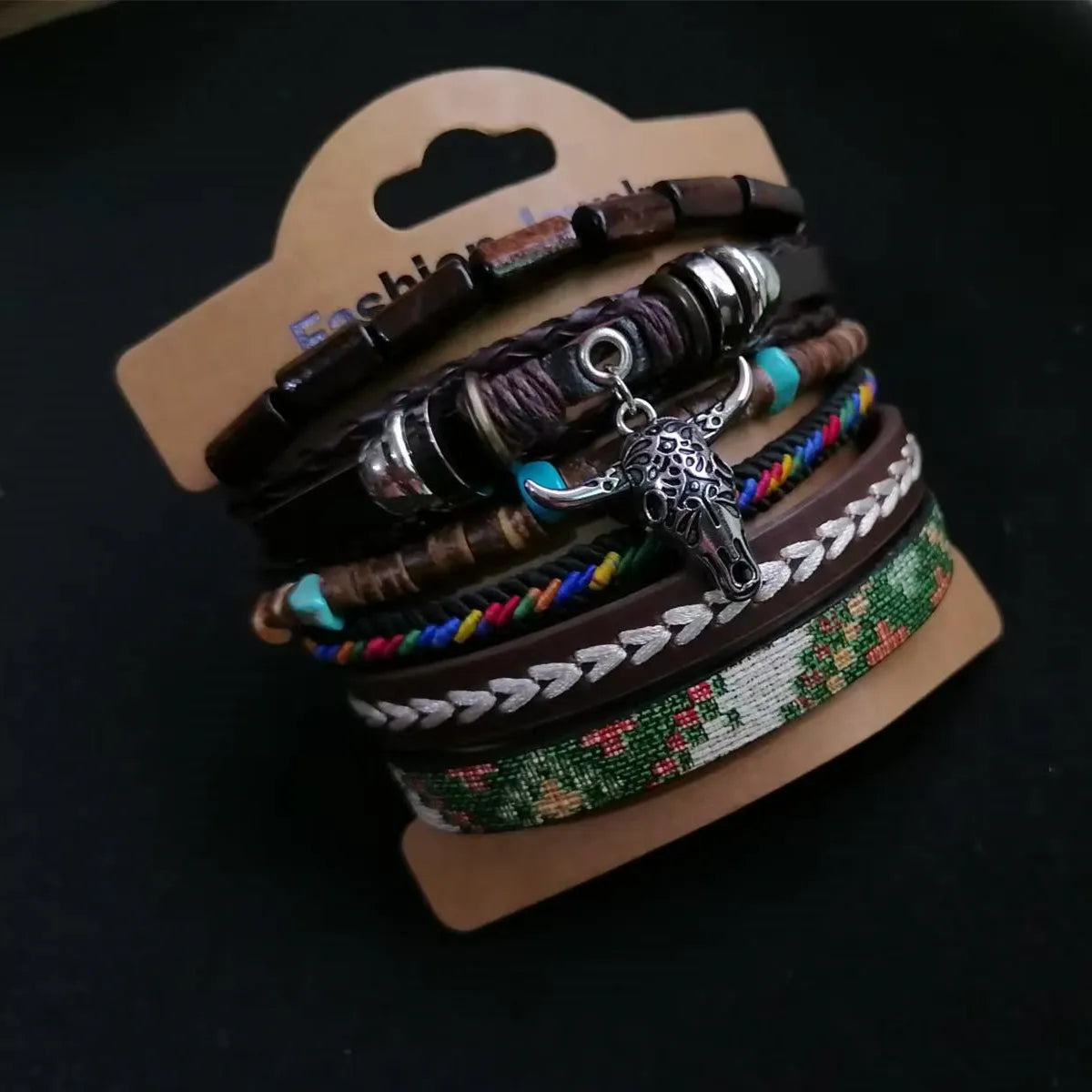 Vintage Feather Casual 6 Pc/set Tree Handmade Men Bracelets Male Women Leather Bracelets Men Bangle Wholesale Jewelry Gift