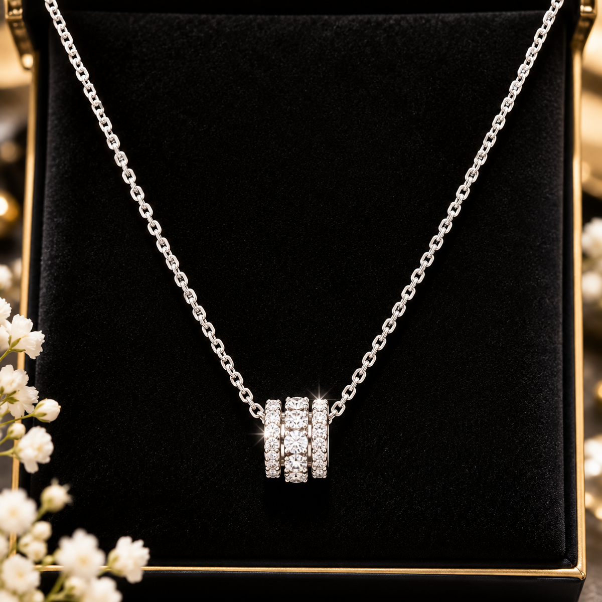 SPARKLING CRYSTAL TRIPLE-RING PNDANT NECKLACE | EVERY GIRL DESERVES SOME BLING