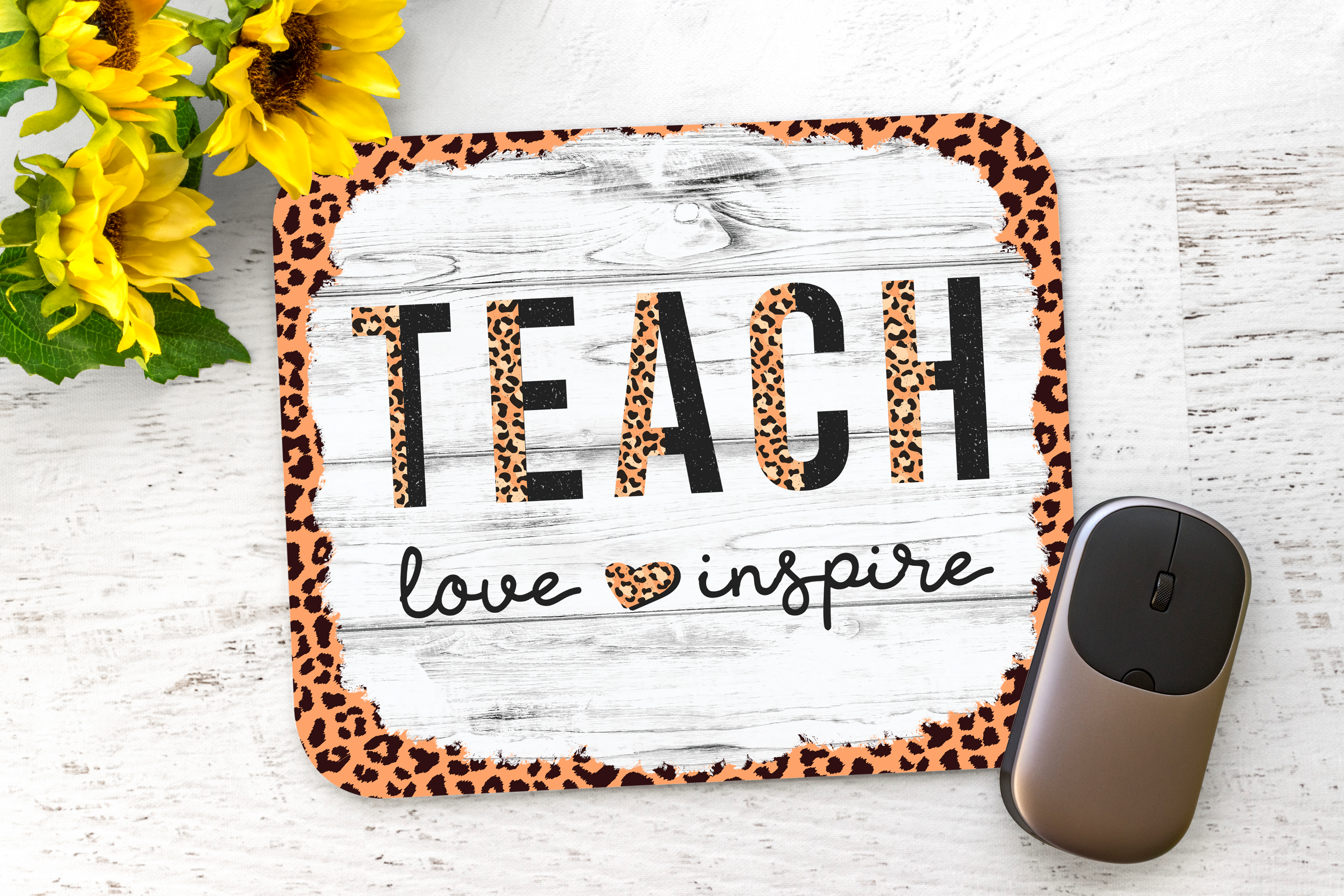 Teach Love Inspire Leopard Teacher Mouse Pad