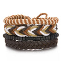Men Bracelets Vintage Multilayer Leather Braid Bracelets Handmade Rope Wrap
