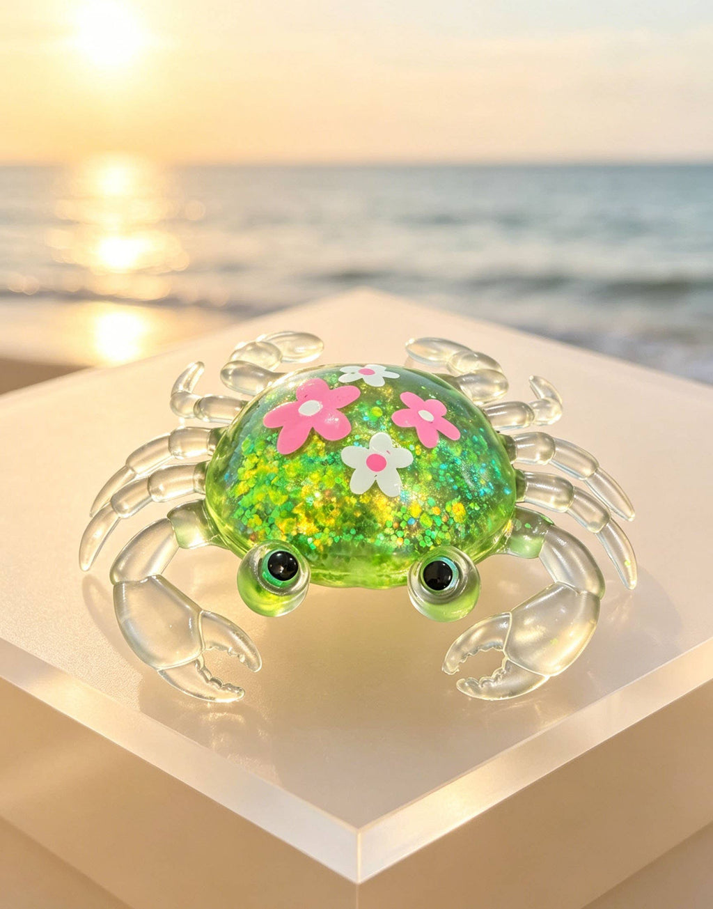 GLITTER FLOWER MALTOSE CRAB SQUISHY - SENT IN RANDOM COLORS