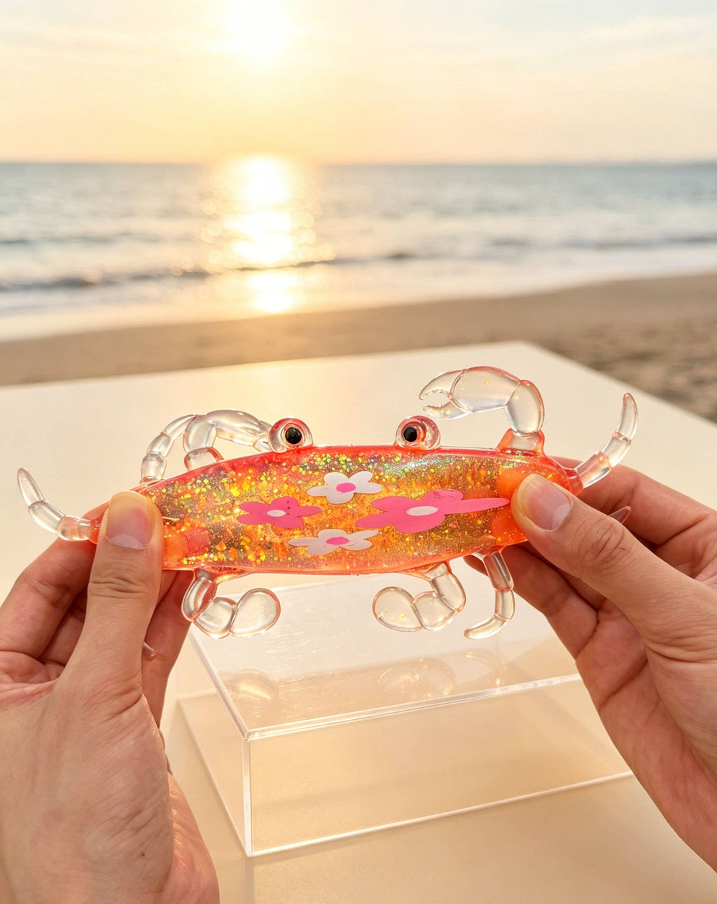 GLITTER FLOWER MALTOSE CRAB SQUISHY - SENT IN RANDOM COLORS