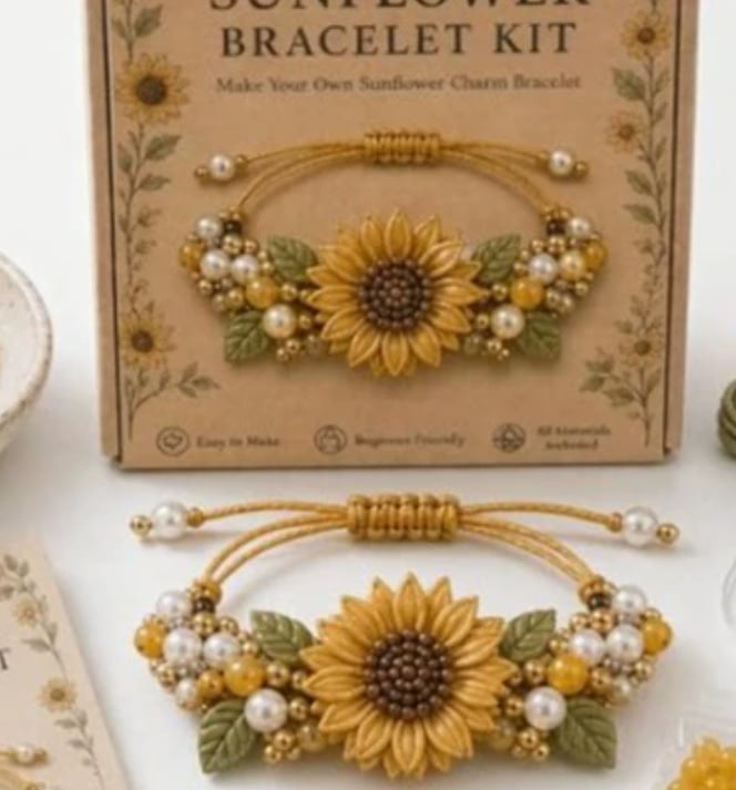 DIY SUNFLOWER BEADED BRACELET KIT | MAKE YOUR OWN SUNFLOWER CHARM BRACELET