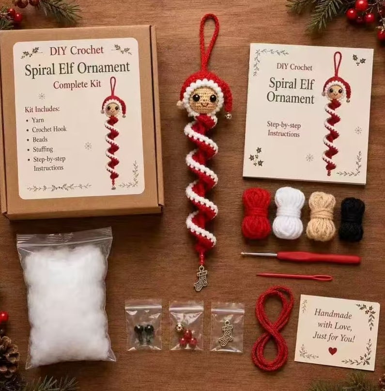 PREORDER ITEM (SEE DETAILS) - DIY HOLIDAY SPIRAL ORNAMENT CROCHET CRAFT PROJECTS