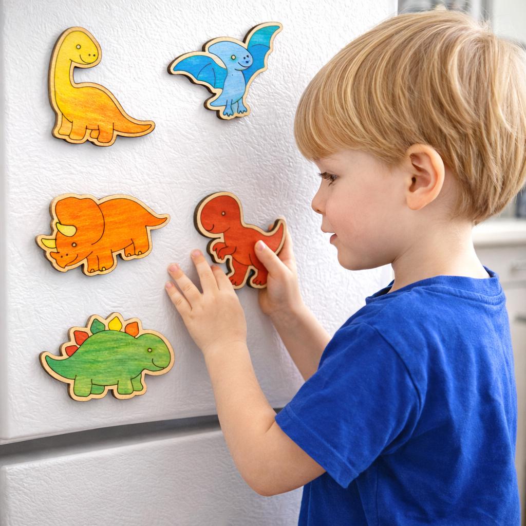 Wood Dinosaur Kit – Laser Cut Wood Craft Set of 5 | Kids Painting Activity