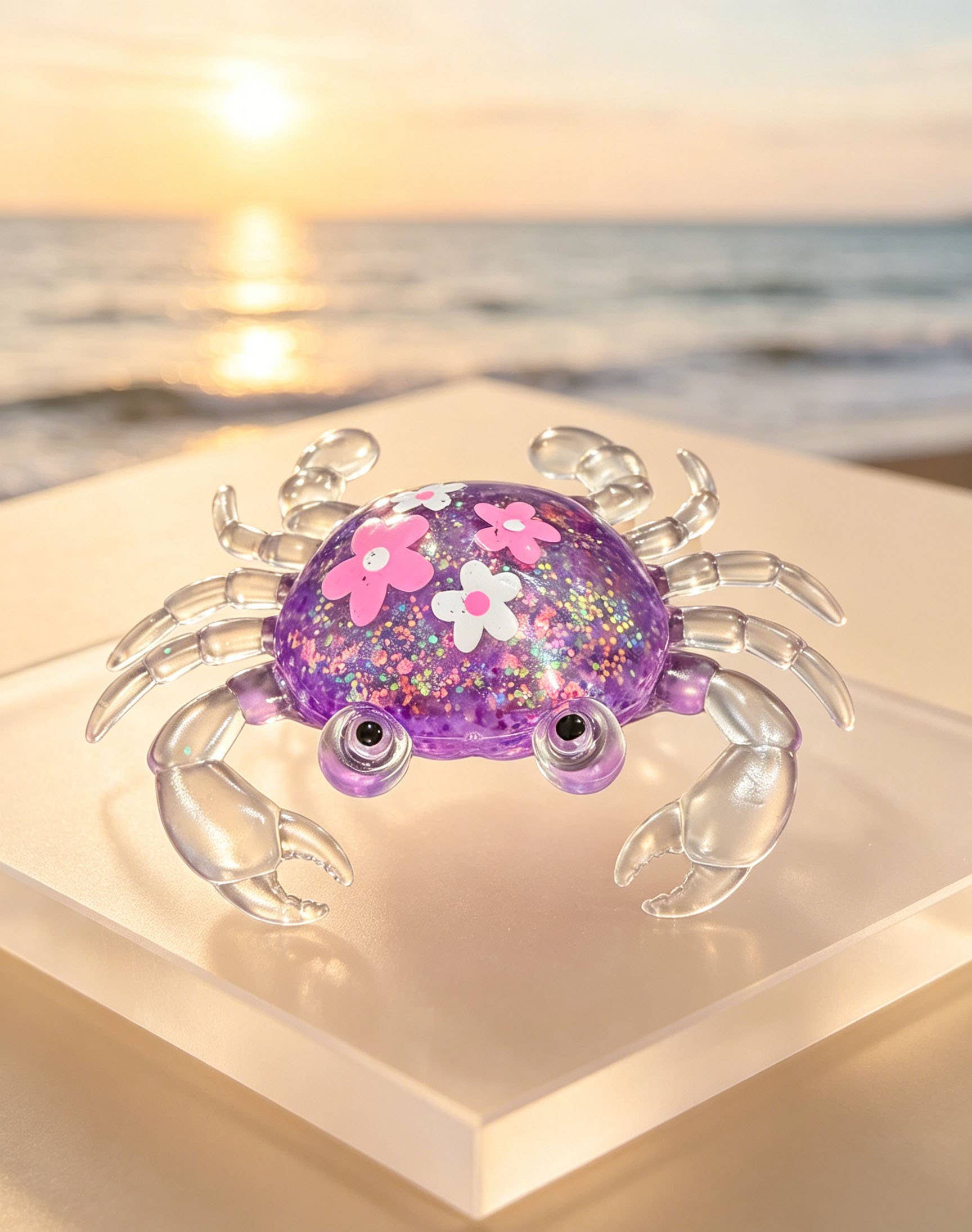 GLITTER FLOWER MALTOSE CRAB SQUISHY - SENT IN RANDOM COLORS