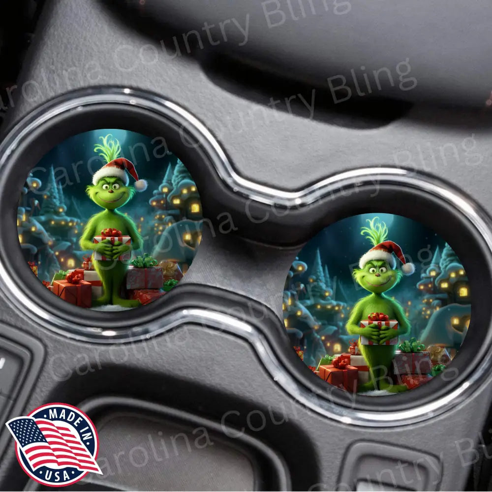 Having A Grinch-Mas - Car Coasters