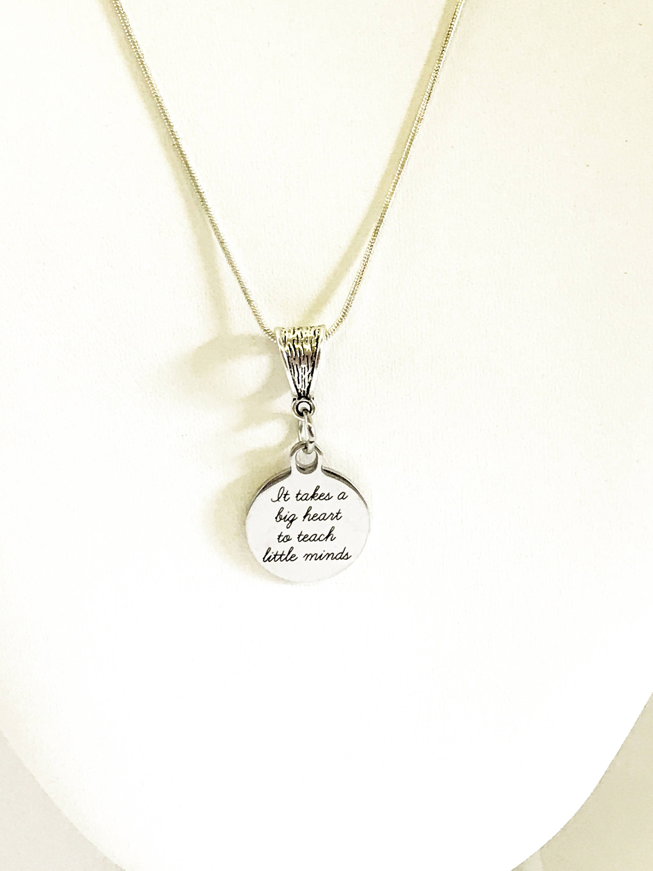 It Takes A Big Heart To Teach Little Minds Necklace, Back To School Teacher Gift, New Teacher Gift for Her, Teacher Appreciation Gift