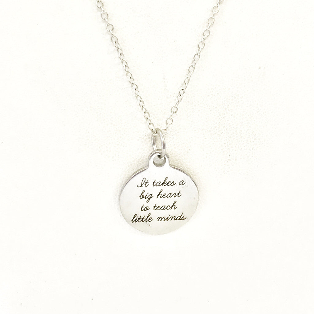 Teacher Gift, Teacher Necklace, Teacher Jewelry, Back To School Gift, It Takes A Big Heart To Teach Little Minds, Back To School Gift