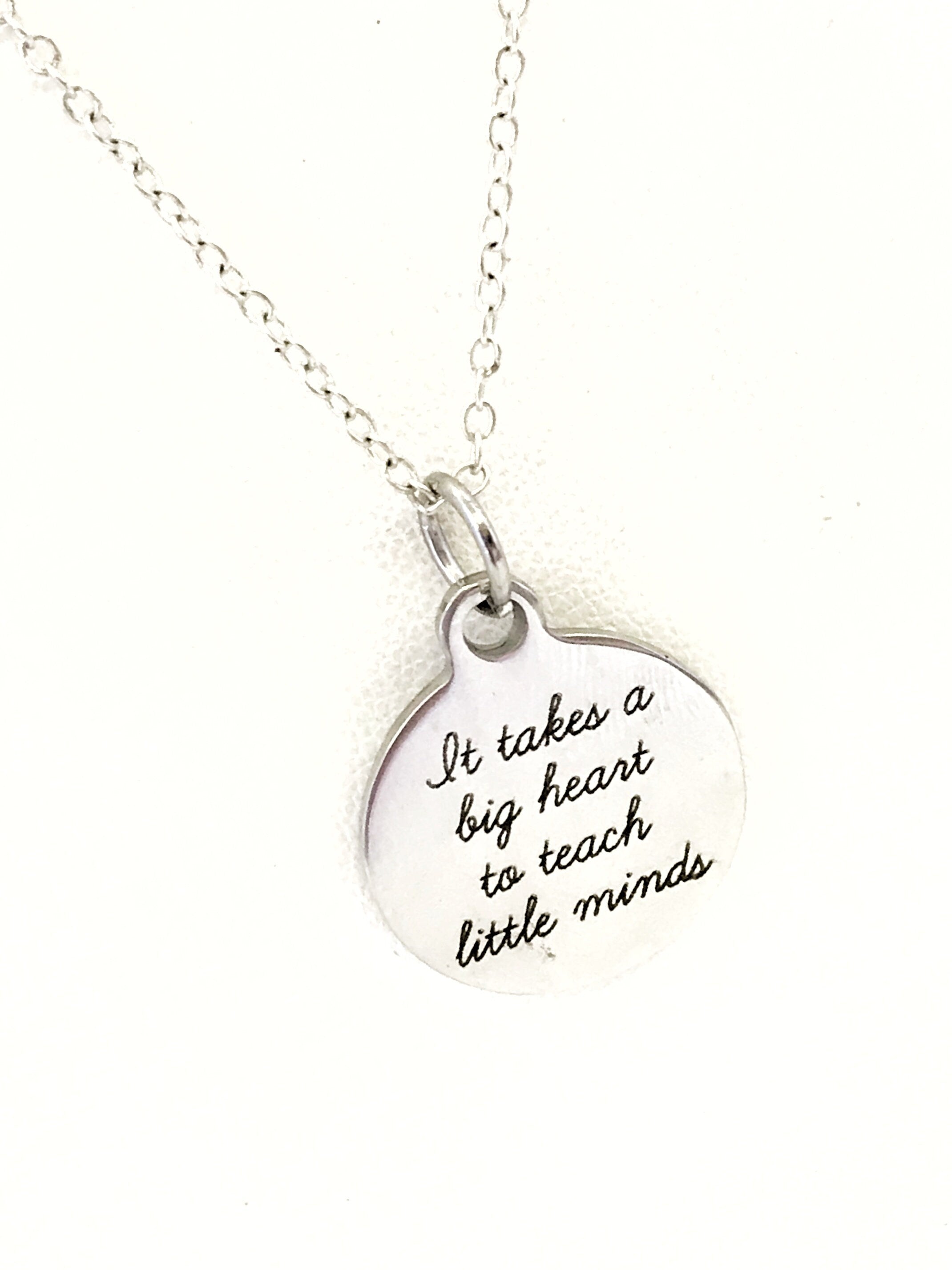 Teacher Gift, Teacher Necklace, Teacher Jewelry, Back To School Gift, It Takes A Big Heart To Teach Little Minds, Back To School Gift
